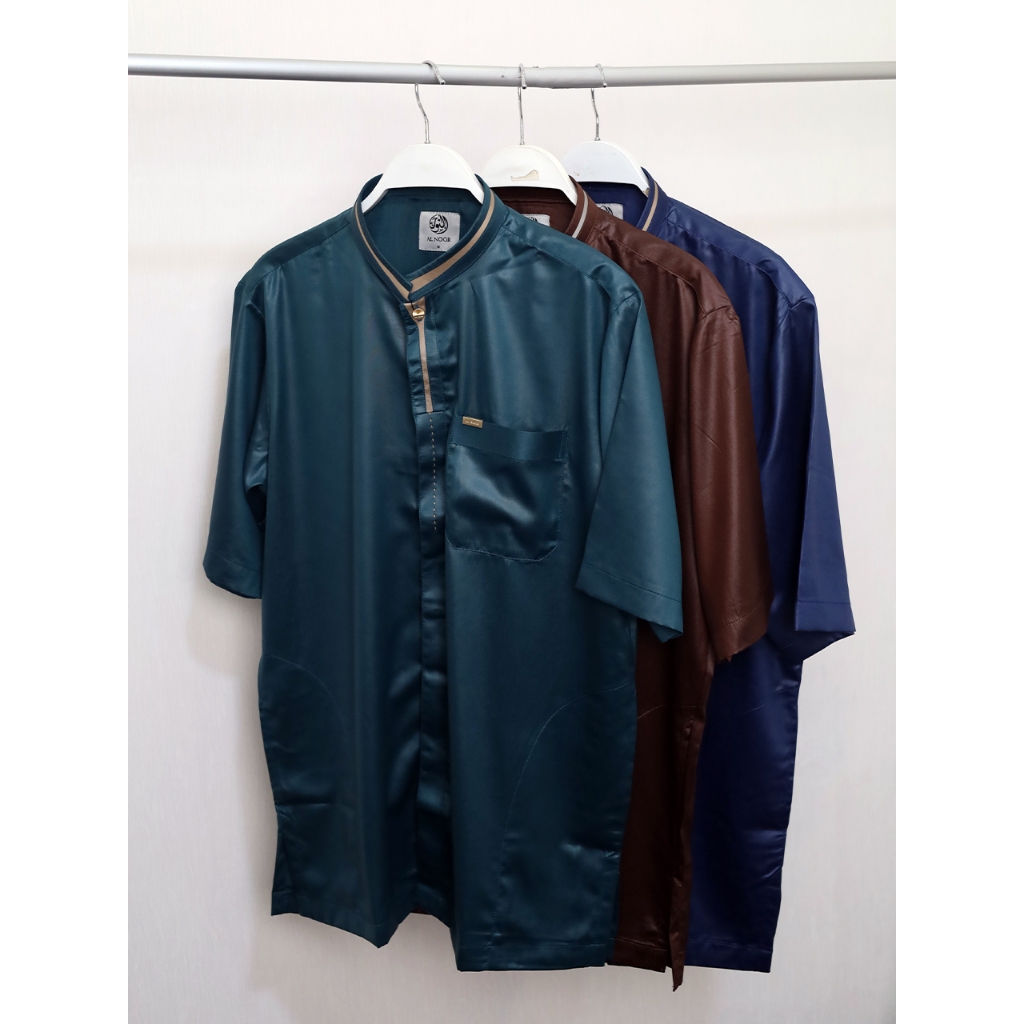 AL NOOR  | Baju Koko Lengan Pendek | baju koko Kerah | Baju koko Polos Navy