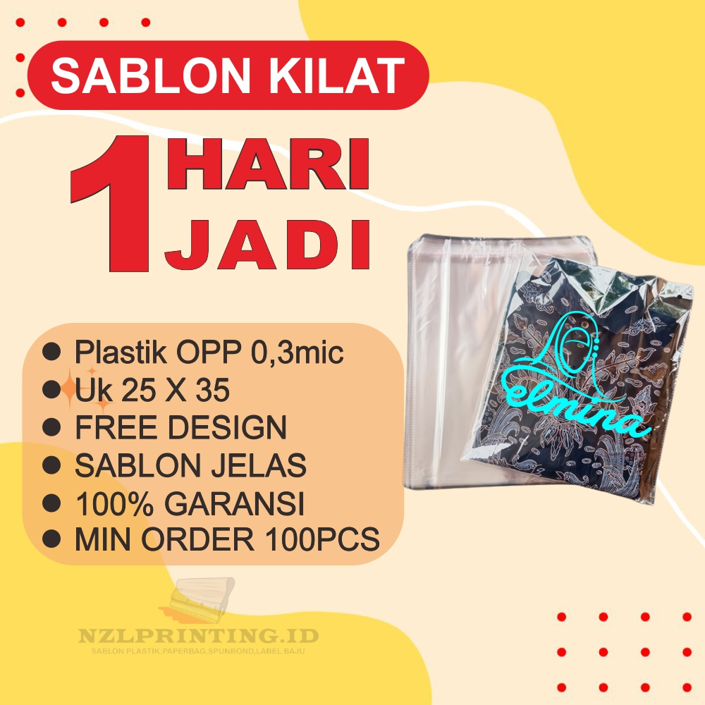 

Plastik Sablon Custom Baju Opp Murah 25x35 Free Design SABLON JELAS
