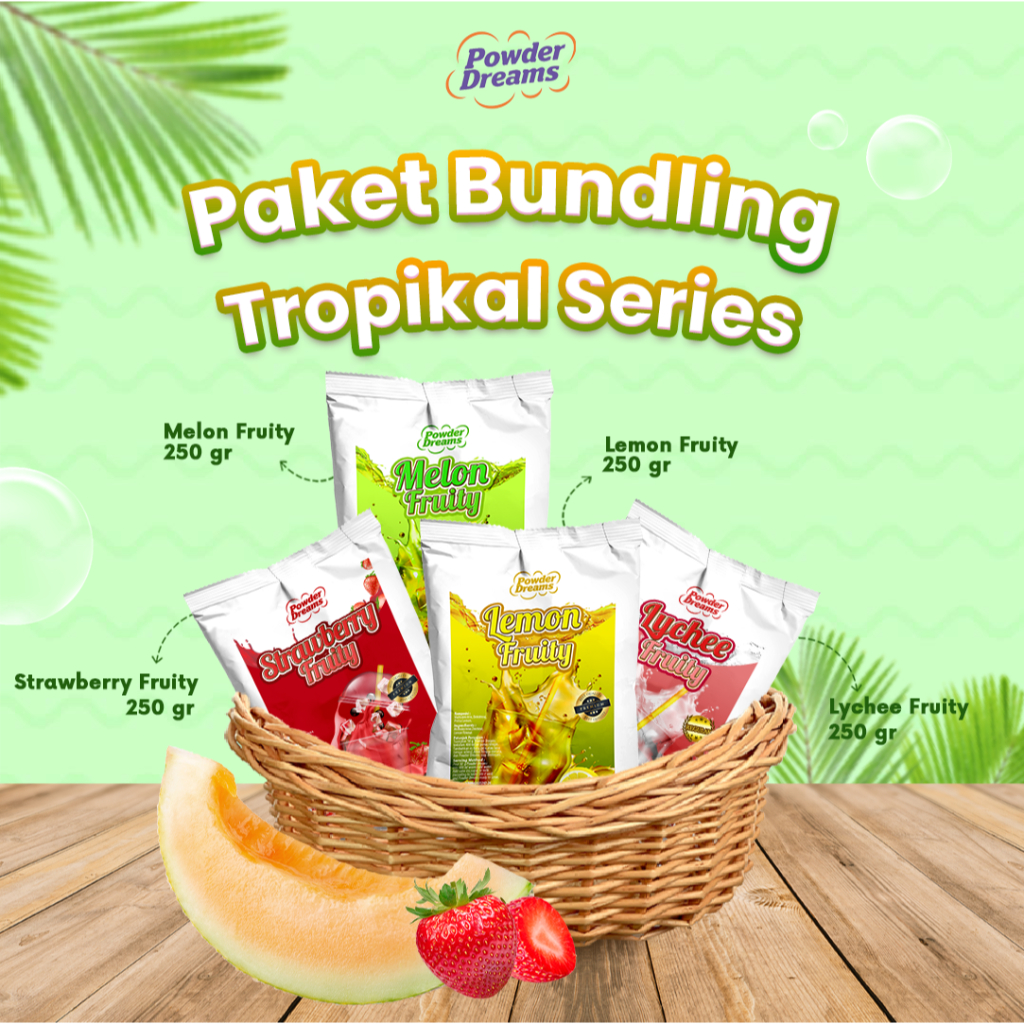 

Powder Dreams - Paket Bundling Varian Rasa Fruity Lebih Hemat 4 Pcs 250 gram + Free Resep