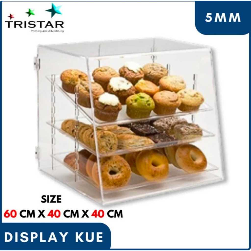 Etalase Display Toko Kue Roti Penyimpanan Makanan Akrilik P60xL40T40cm | Display Kue Acrylic Food Cu