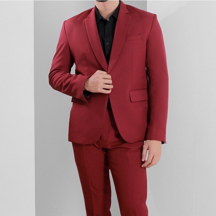 setelan jas blazer merah maroon pria jas nikah pria jas kantor JAS WISUDA / JAS NIKAH / JAS FORMAL /