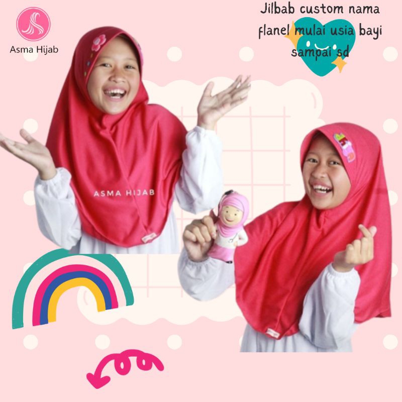 KERUDUNG SEKOLAH NAMA ANAK FLANEL FREE NAMA ANAK BAYI  TK SD JILBAB SEKOLAH ANAK
