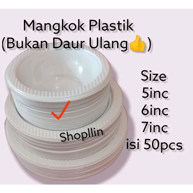 50pcs  ( 5inc ) Premium Mangkok Plastik KECIL / Mangkok Plastik Putih / Mangkok Kecil cuko pempek / 