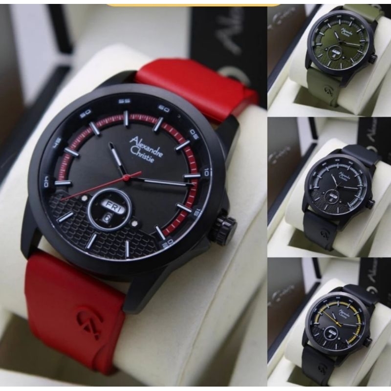 Jam Tangan Pria Alexandre Christie AC6656/AC6656/AC6657 Rubber Dan Stainless Garansi Resmi