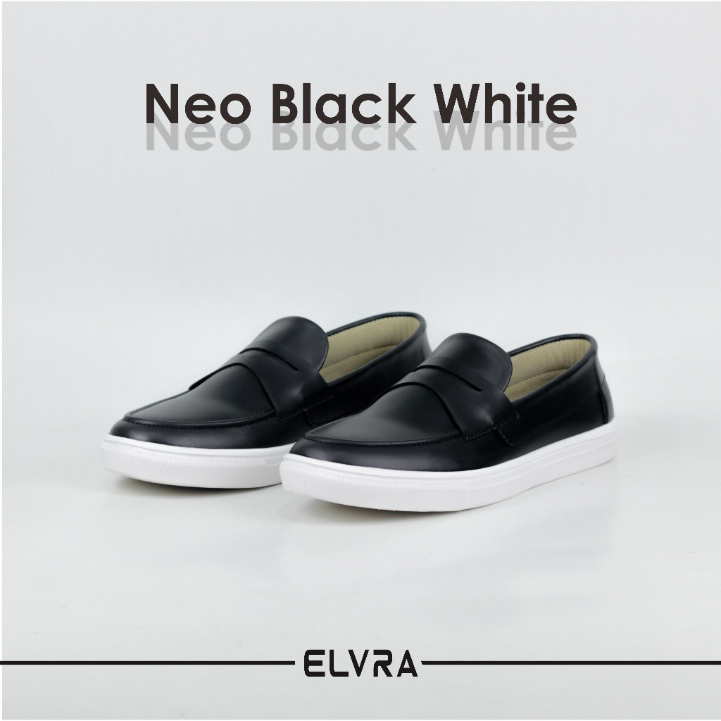 ELVRA Footwear - Sepatu Pria Loafer Casual - Neo Black White