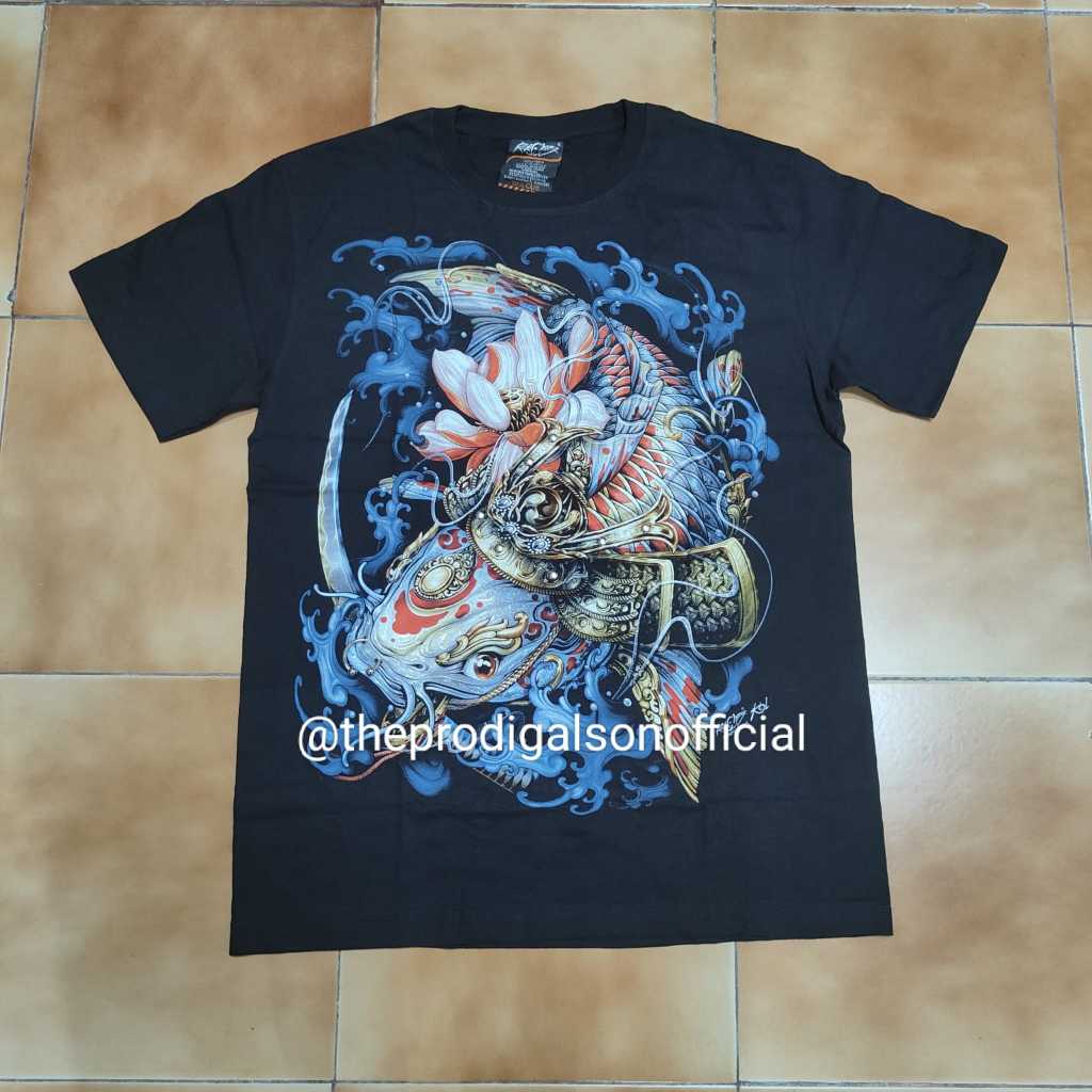 Kaos Rock Chang Import Size L Koi Samurai 3D Glow in The Dark