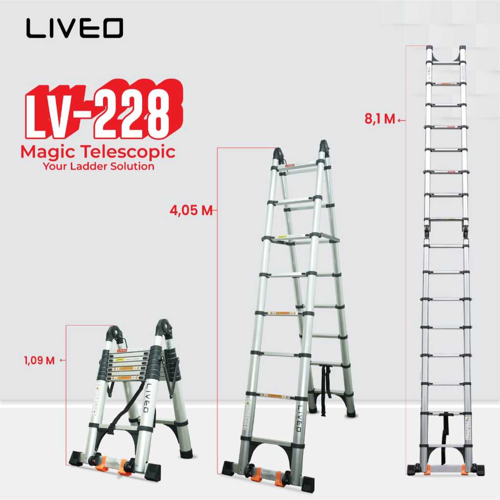 Tangga teleskopik 8 meter double Liveo LV228