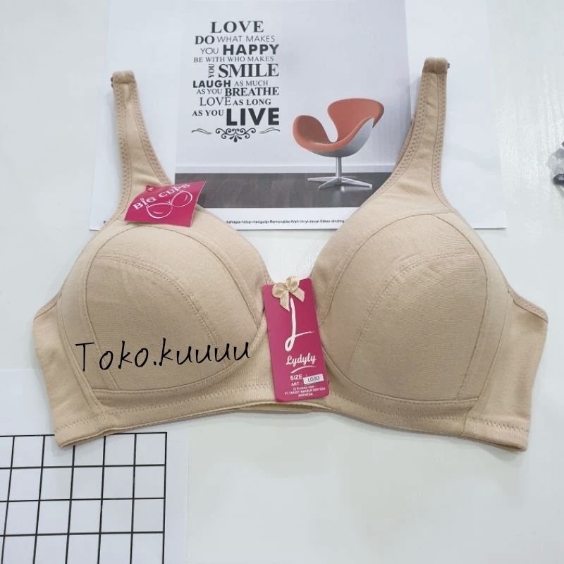 LIDILY - Daily Bra Jumbo Cup Besar Tanpa Kawat | Bra Mama Besar BH Big Size  3 Kaitan Underwear Jumbo Motif Random