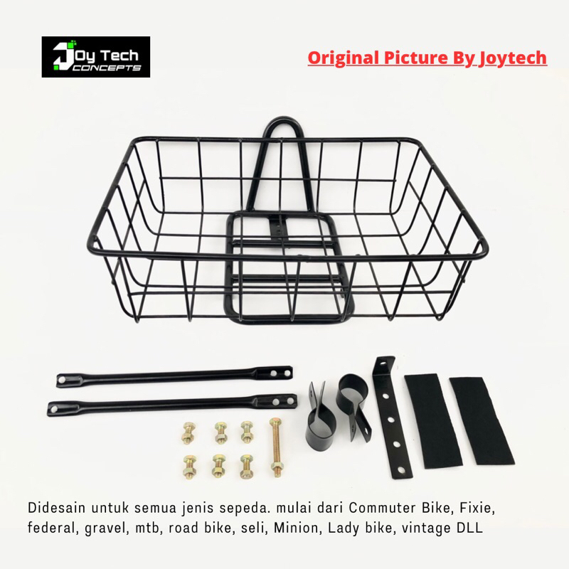 PAKET KERANJANG SEPEDA SATU SET - KERANJANG SEPEDA CHROME SILVER HITAM COMMUTER BIKE FEDERAL TOURING