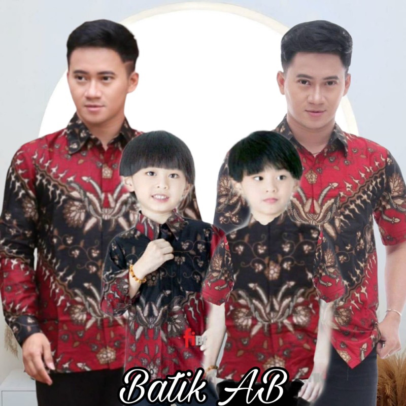 TERBARU Couple Batik Ayah dan Anak laki laki BATIK KERIS MERAH Batik Warna Merah Maron Batik Pria Le