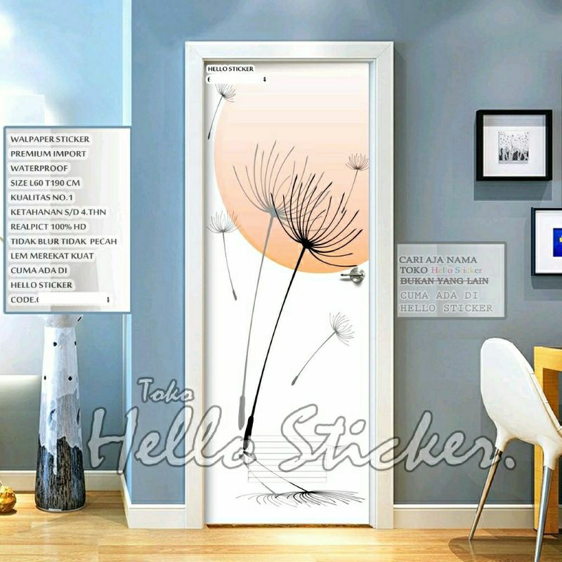 Stiker Dekorasi Pintu Kamar Mandi/Wallpaper Pintu Kamar Mandi Estetik