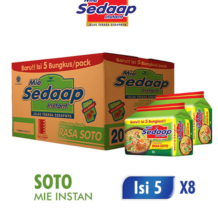 

Ready Stok Mie Sedaap Soto 75gr isi 5 x 8 pack 1 box