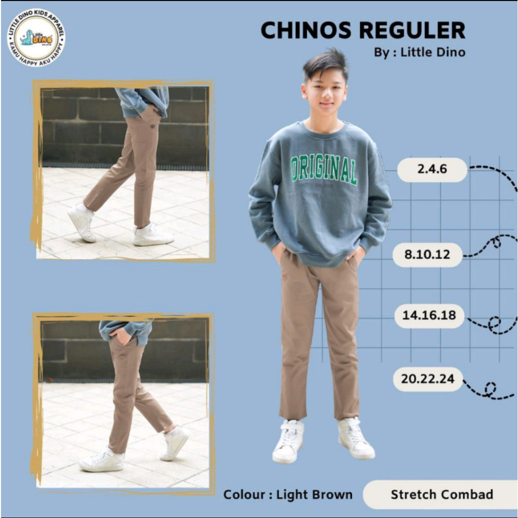 Celana panjang pria cowok REMAJA chino rip karet pinggang chinos