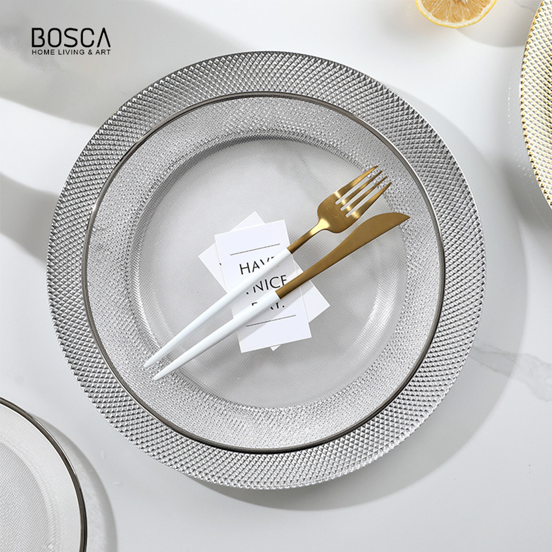 Bosca Living - Noir Blanc Hotel Steak Plate / Piring Makan Keramik Gaya Eropa Estetik / Tatakan Piri