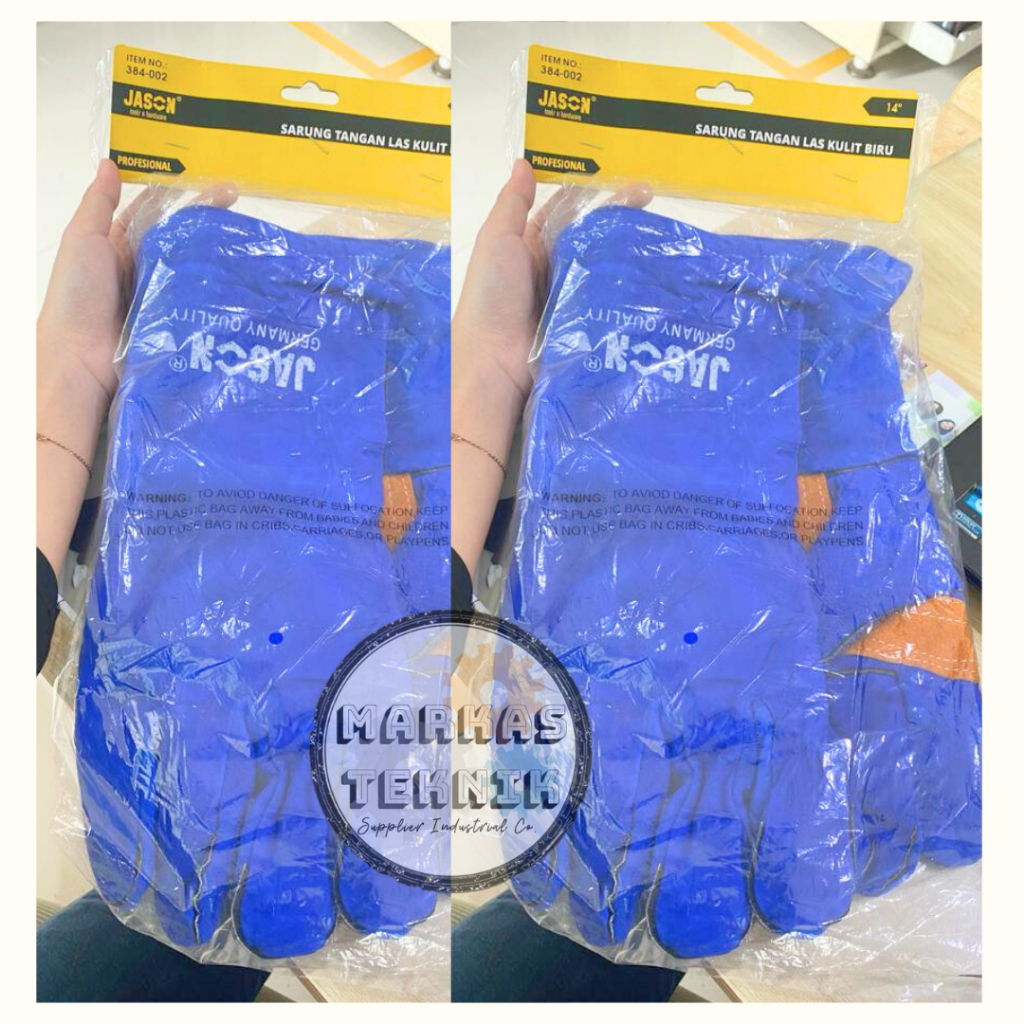 JASON Sarung Tangan Las Kulit Biru 14" / Welding Gloves Blue 14 Inch