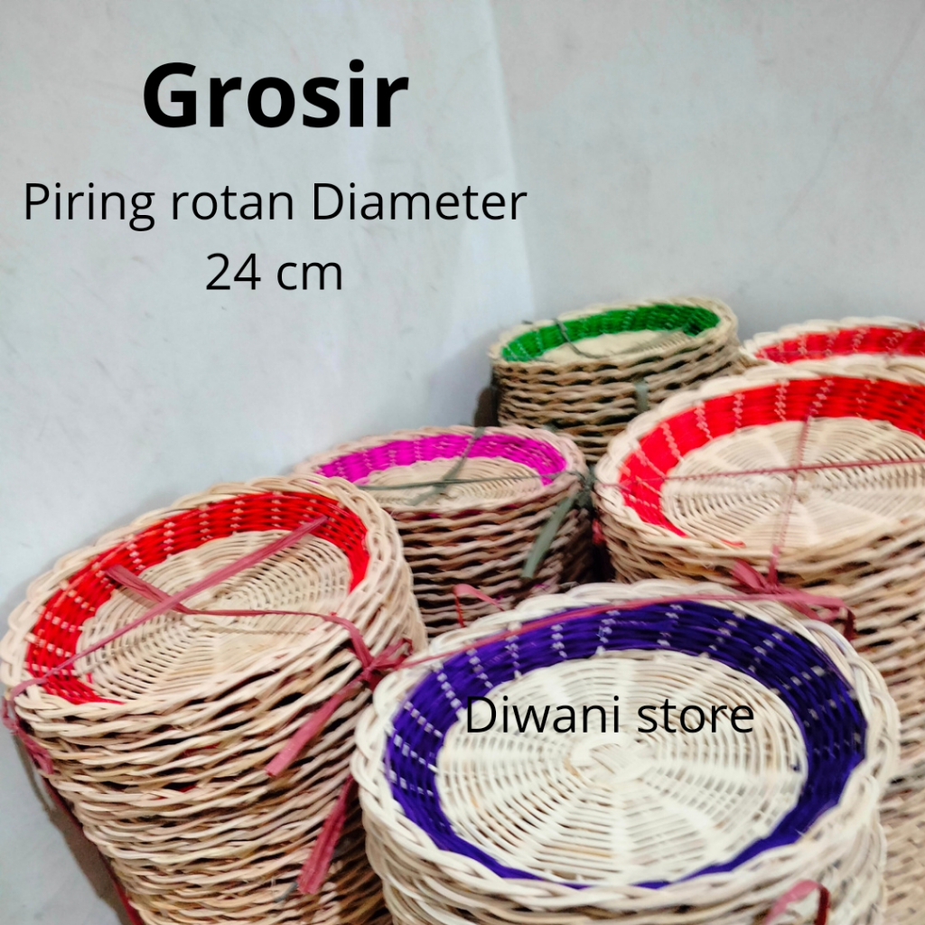 Piring Rotan Kodi isi 20 pcs/Piring ayaman rotan/ Piring Anyaman Rotan Asli Cantik Unik warna murah/