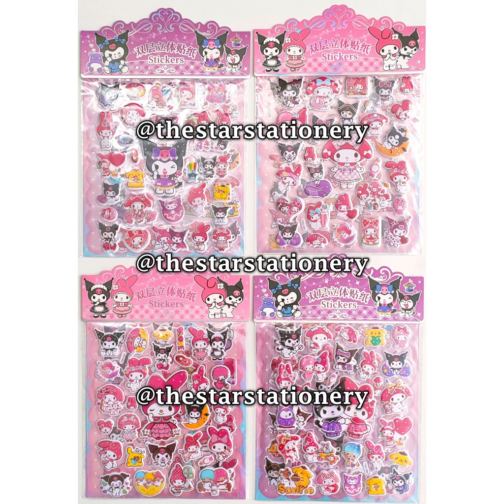 

(1 Set Isi 2 Lembar) Sticker Sanrio Timbul YSS 26*18 Cm / Sticker Waterproff / Sticker Tempel Sanrio
