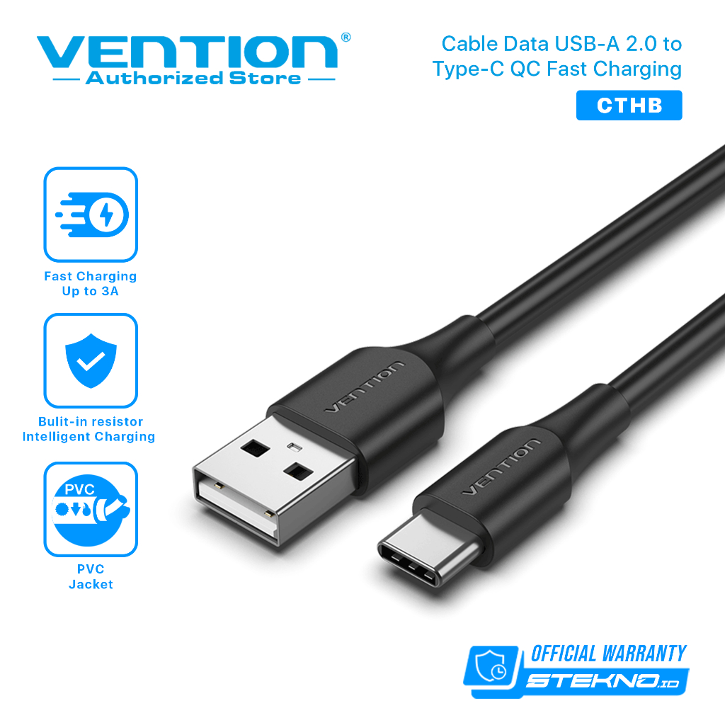 Vention Kabel Data Usb C Type-C 3A Cable Android Handphone HP Quick Charge Fast Charging