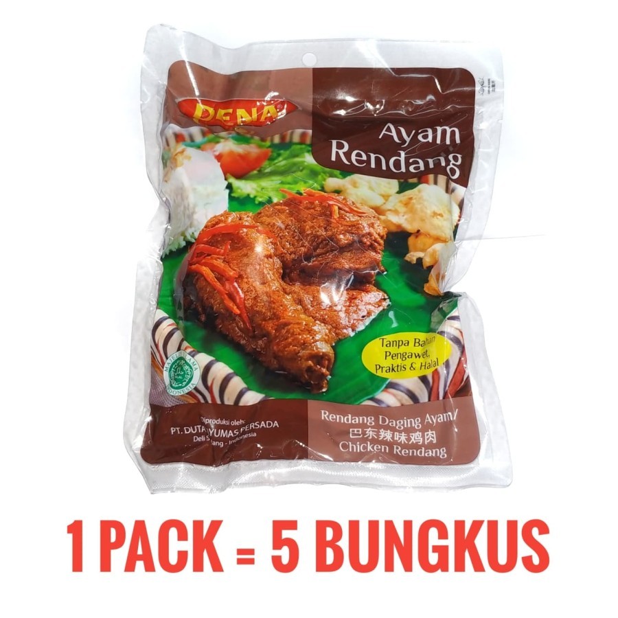 

Dena Ayam Rendang 500 Gram / 1 Pack Isi 5 / Makanan Siap Saji