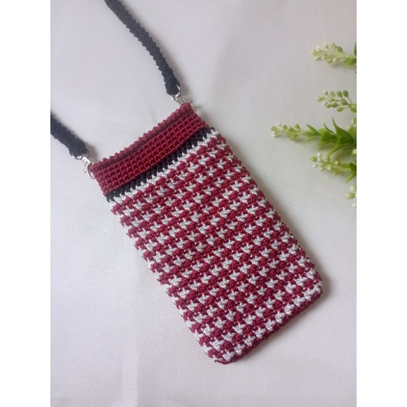 pouch hp rajut/tas hp sling bag/dompet hp wanita rajut