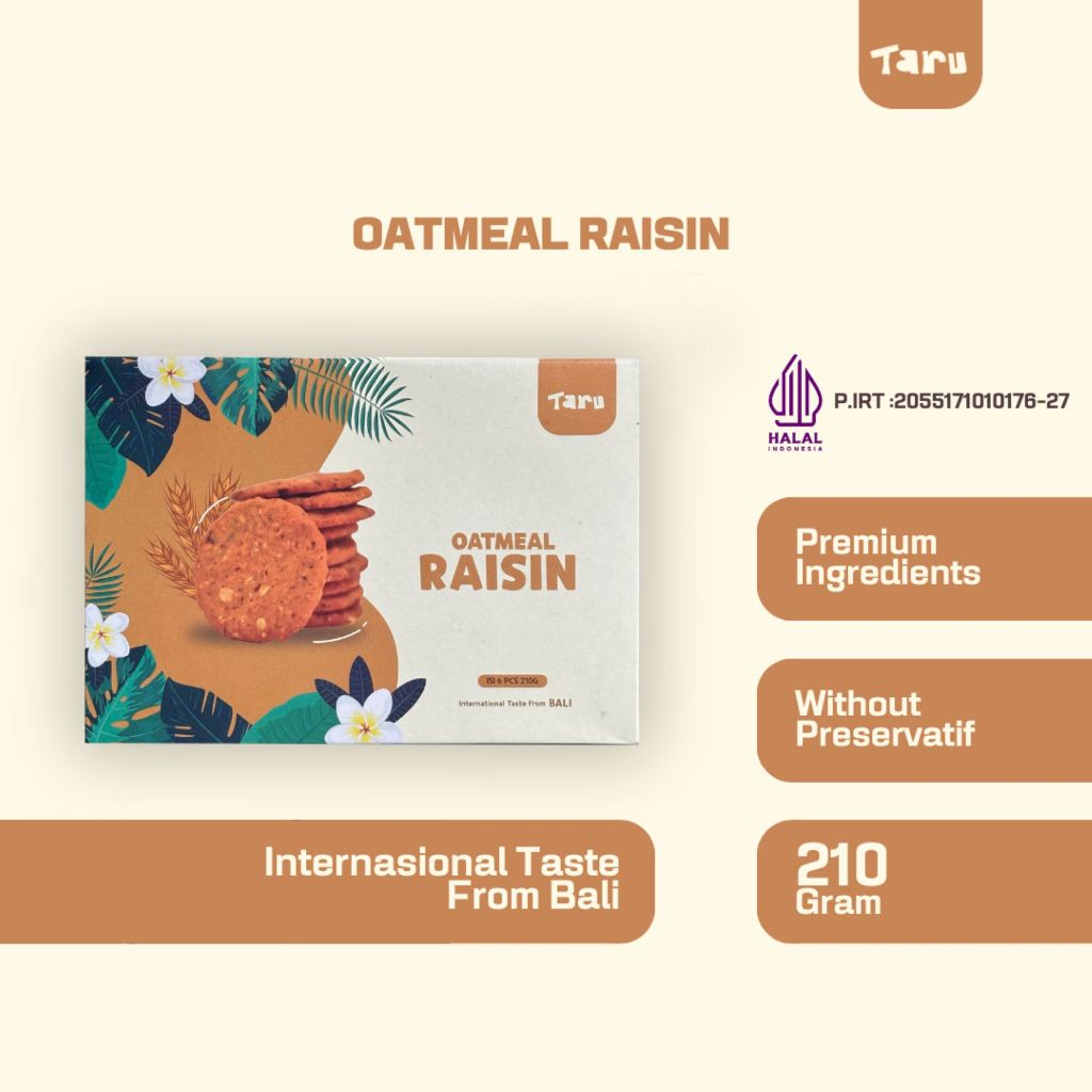 

TARU COOKIES – Oatmeal Raisin isi 6 pcs ( BIG COOKIES )