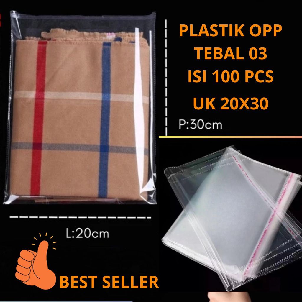 

PLASTIK OPP LEM 20X30 TEBAL 0.3 PLASTIK BAJU BENING DOUBLE SEAL