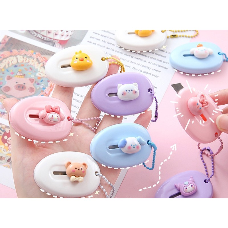 

MINIKIDI (CUT01) Cutter Mini Sanrio Kuromi Melody Berbentuk Gantungan Anak sekolah Travelling/Pisau Mini Import