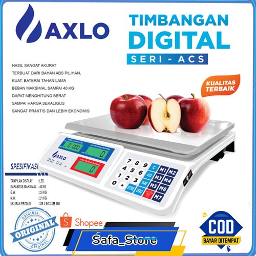 Timbangan Digital 40Kg AXLO A-940 Bisa Meja,Dapur,Buah,Laundry dll ORI SUPER KUAT KOKOH