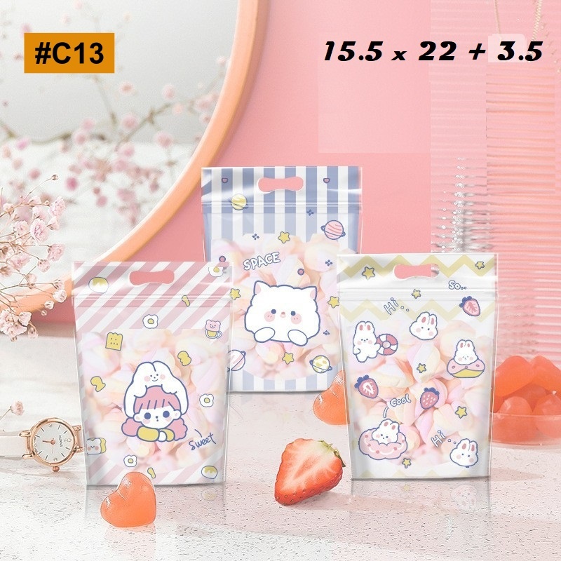 

aiGooTan - PLASTIK POUCH CUTE - Kantong Kemasan Plastic Motif Lucu Klip Karakter Ziplock Zip Lock Permen Candy Bonbon Roti Hadiah Souvenir Tas Kado Natal Murah Medan