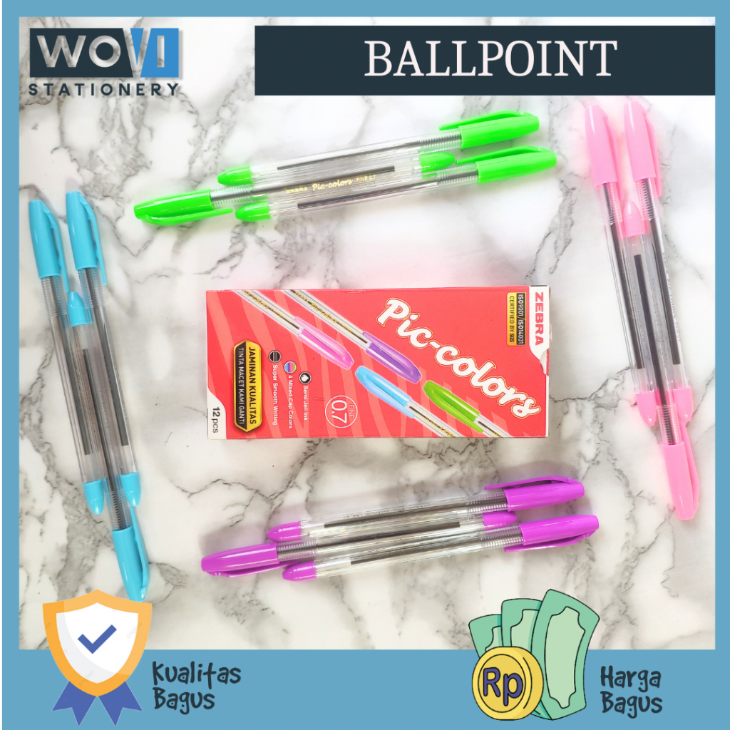 

[WOVI STATIONERY] Ballpoint 0.7 piccolors Hitam Zebra / Pulpen Hitam 0.7 Piccolors Zebra [PCS]