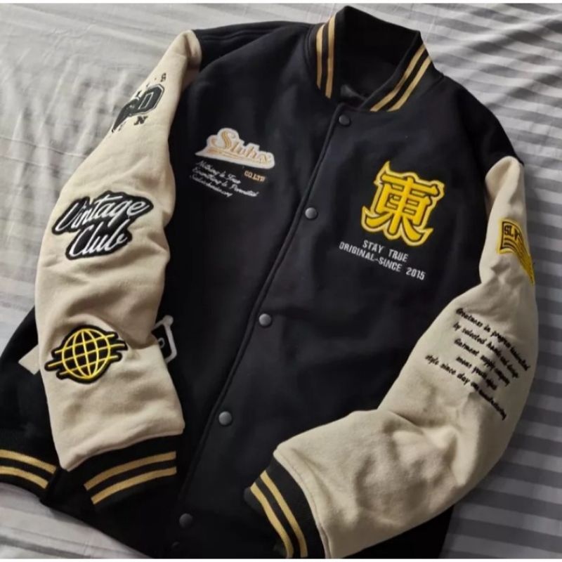 Jaket Varsity Baseball Pria & Wanita Full Bordir - JAKET VARSITY BASEBALL Jaket Varsity Baseball Kan