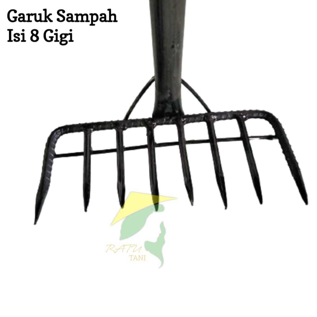 GARUKAN SAMPAH 8 GIGI GANGGANG PIPA BESI PANJANG / ALAT PEMBERSIH SAMPAH / GARUKAN SAMPAH MODEL JARI
