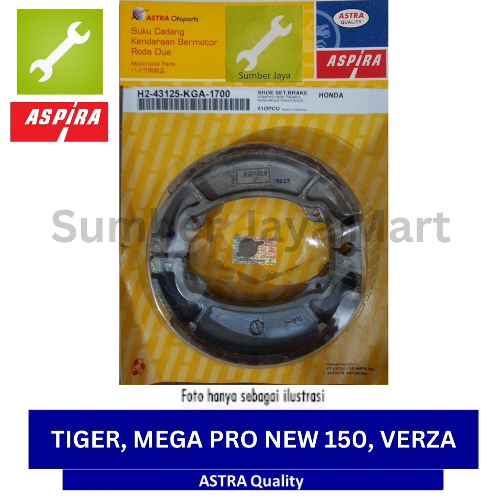 Kampas Rem Belakang Tromol HONDA TIGER, MEGA PRO NEW 150, VERZA KGA Aspira Original Murah