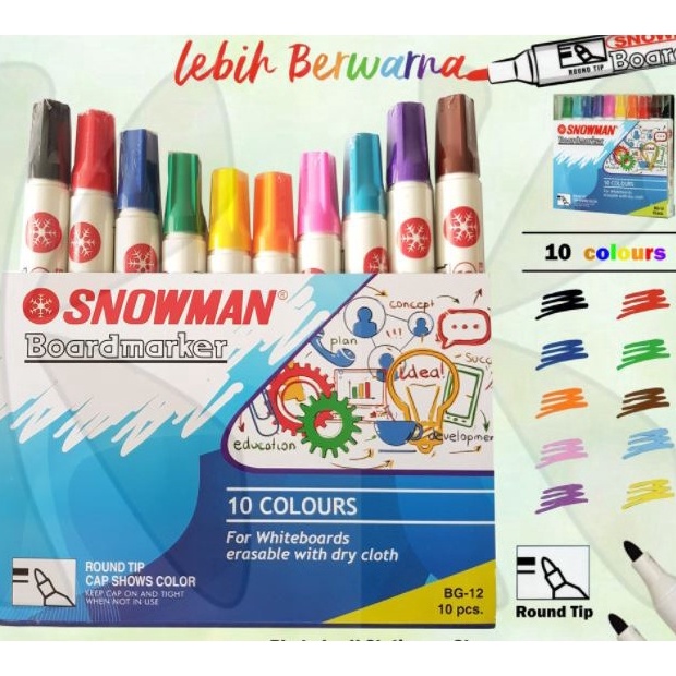 

ART E27I Spidol Whiteboard Snowman 1 Warna Spidol White Board Papan Tulis Snowman SET BG 12