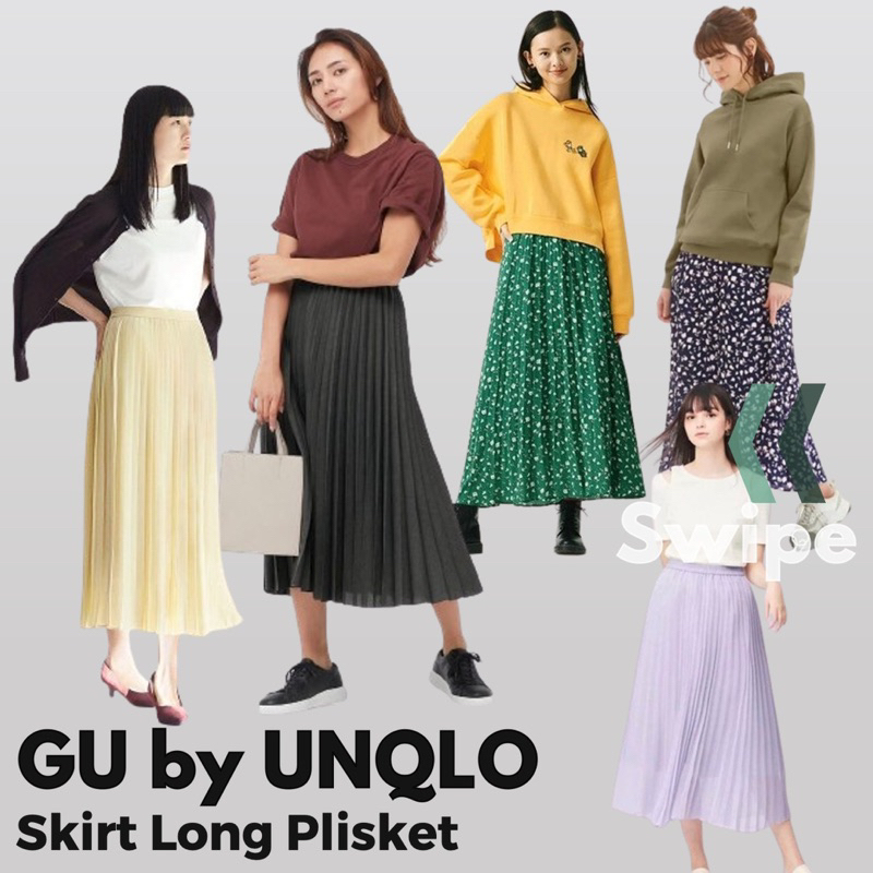 GU by Uniqlo Skirt Long Plisket Rok Rempel Panjang Prisket