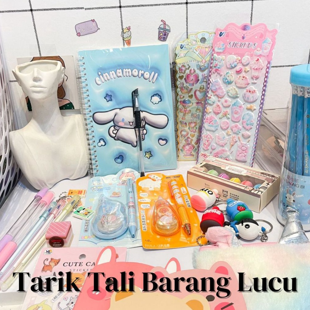 

ART Q13B Tarik tali isi alat tulis kantor sekolah lucu pulpen pena pen sticker buku binder sario lucu kado unik