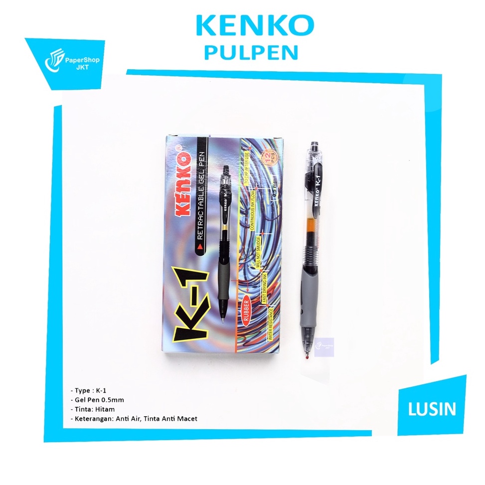 

ART M47X KENKO K1 Hitam dan Biru Pulpen Bolpen Ball Point Gel Pen 5mm Lusin