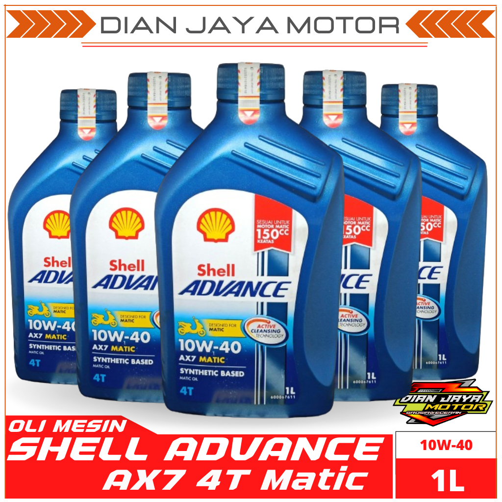 Shell Advance AX7 Matic 10W-40 1 Liter Synthetic Base Oli Mesin Motor Matic 150cc