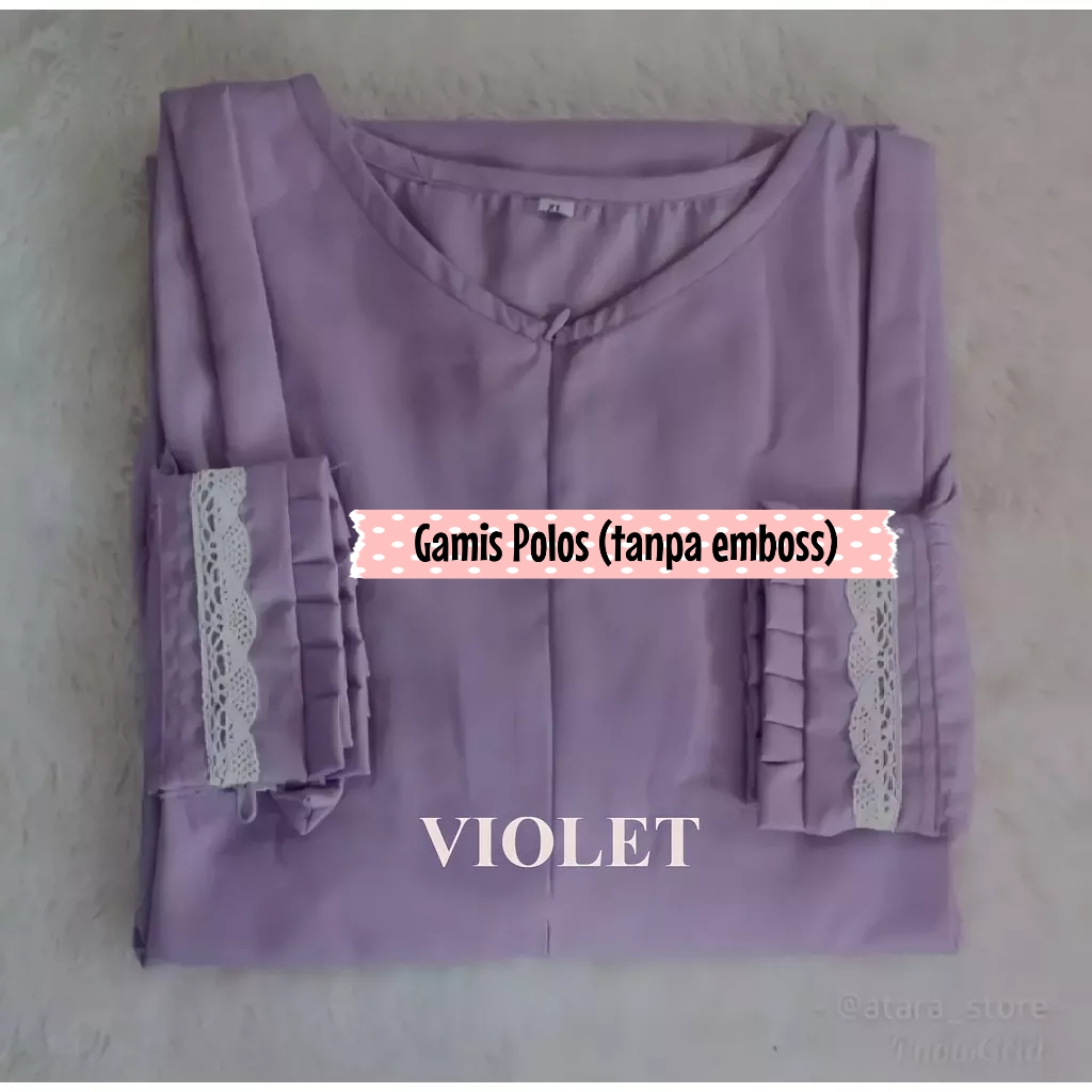 Clara - Gamis L / XL Jumbo Polos Busui Bahan Katun 100% Berkualitas Warna Ungu Muda Lilac Lilak Purp