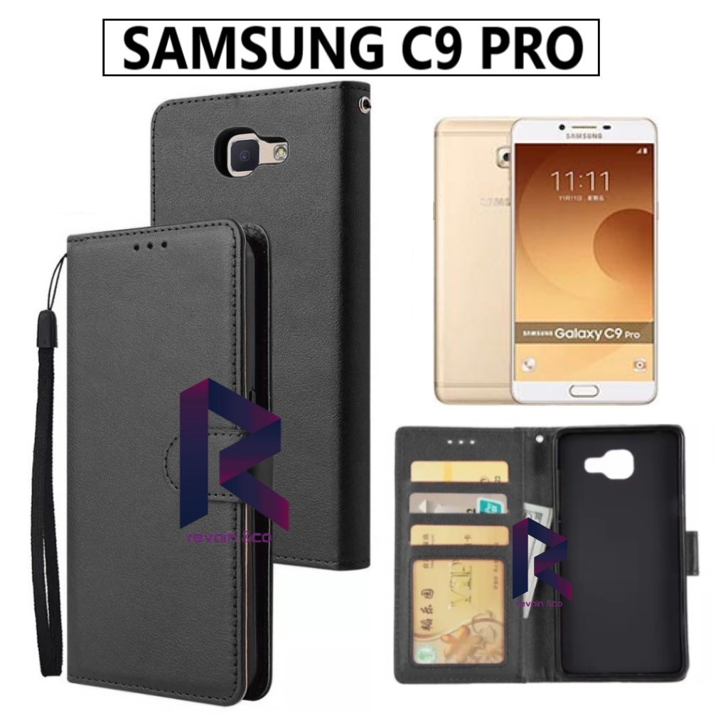 FLIP COVER SAMSUNG C9 PRO FLIP WALLET LEATHER KULIT PREMIUM SARUNG BUKA TUTUP KESING HP FLIP CASE SA