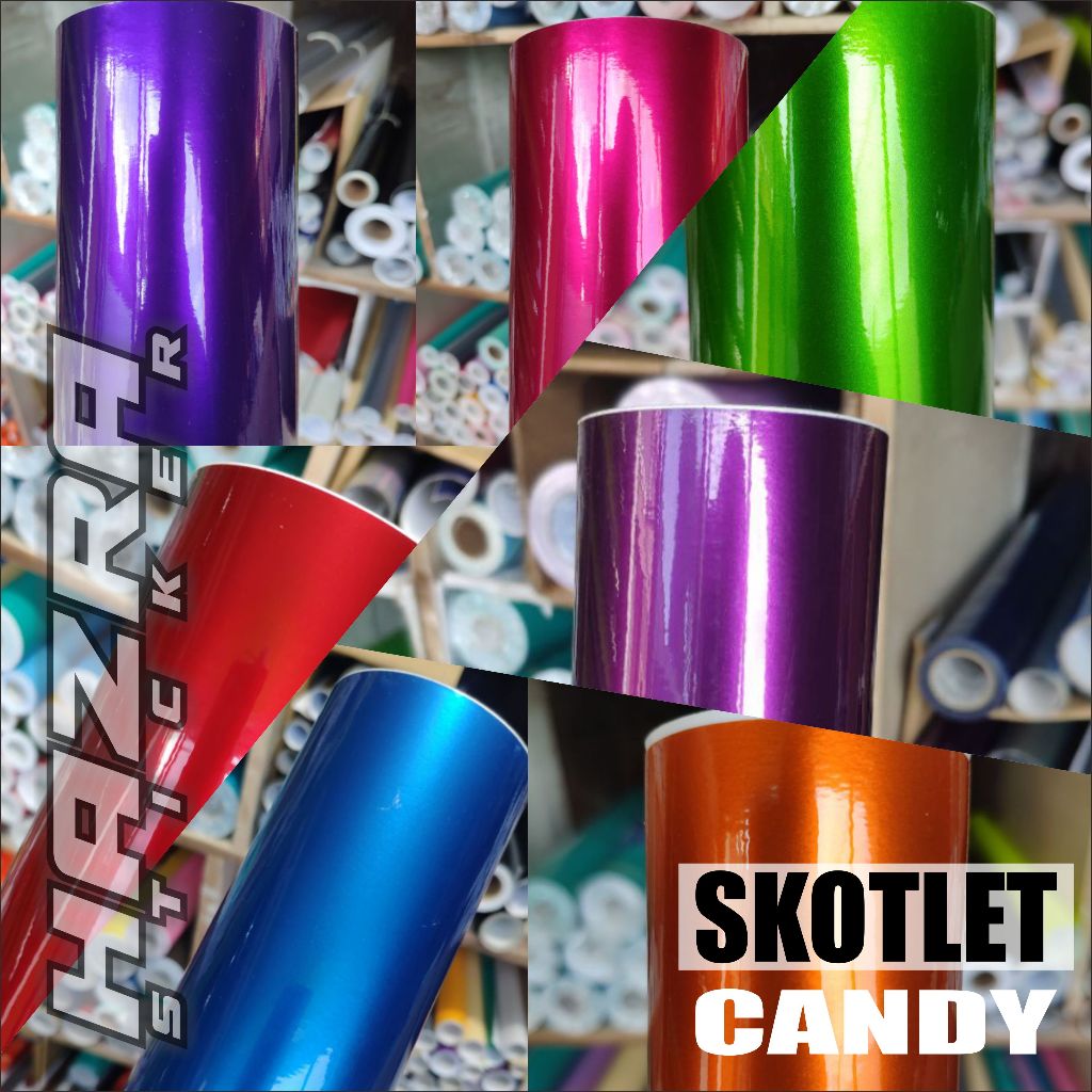 Skotlet Candy Warna Merah Candy Ungu Candy Hijau Candy Orange Candy Biru Candy Pink Candy lebar 45cm