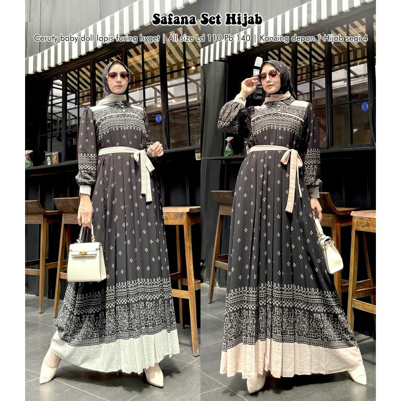 *Safana Set Hijab /fashion muslim/pusat gamis/dres pesta