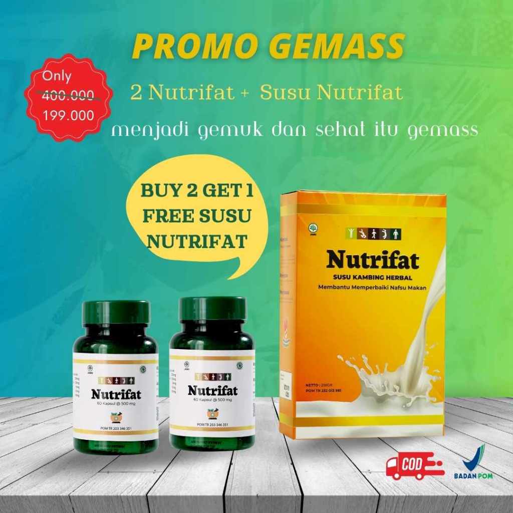 Nutrifat 2pcs Kapsul + Susu Nutrifat Penambah Nafsu Makan Original Sudah BPOM Kapsul Penggemuk Badan