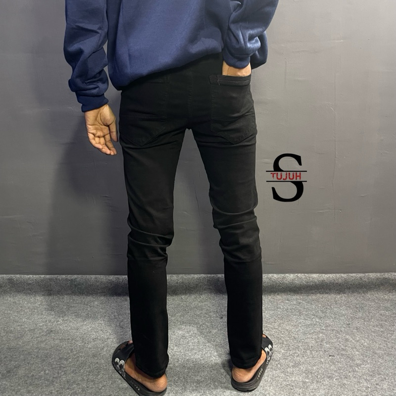 Celana jeans Stretch melar pria celana jeans slimfit pria celana pensil pria celana jeans hitam panj