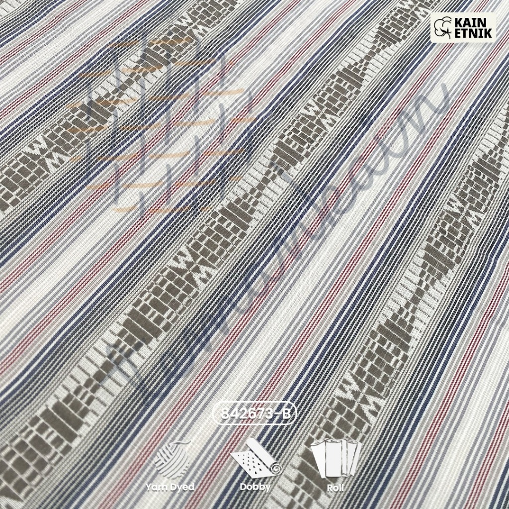 (50 CM) Kain 100% Cotton 842673-B Motif Etnik | full motif dobby | Kain Songket | Bahan Songket Tenu