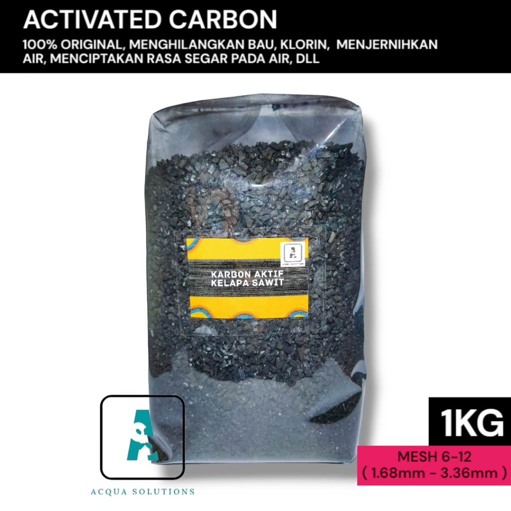 Karbon Aktif Kelapa Sawit Media Filter Air 1Kg Mesh 6-12