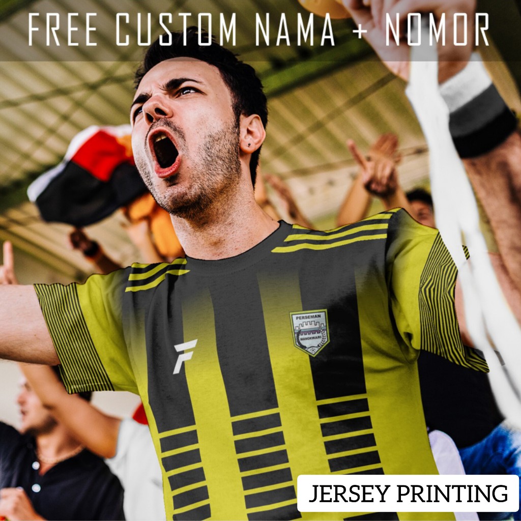 Kaos Bola Jersey Perseman Manokwari Klub Strip Garis Baju Custom Nama dan Nomor Punggung - 458