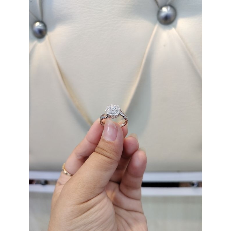 Cincin Clara mas putih mas 22 permata bundar mas 8k