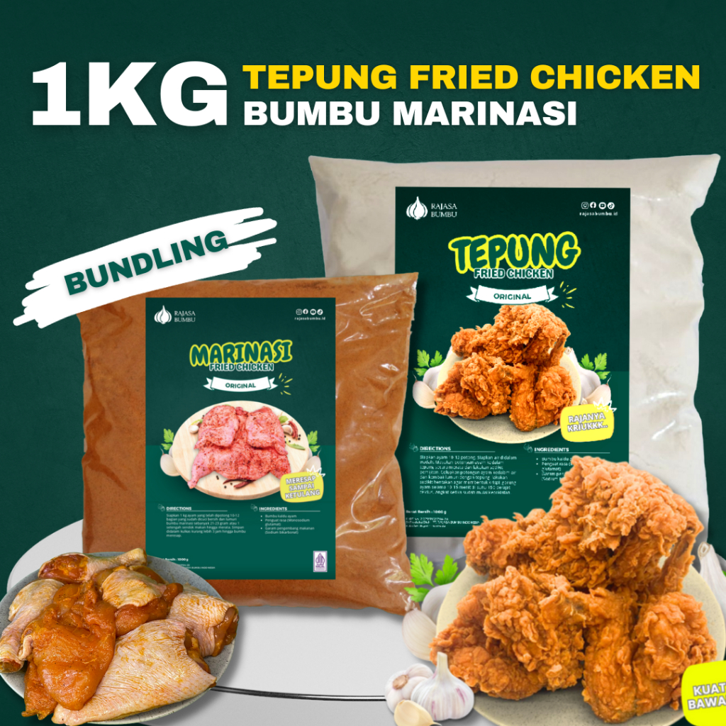 

[PAKET BUNDLING] 1kg Tepung Fried Chicken dan Bumbu Marinasi Ayam Siap Pakai