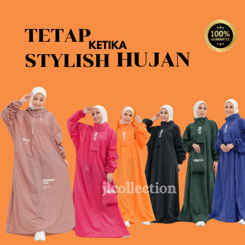 Jas hujan wanita model gamis original hijas/Jas hujan  anti rembes/jas hujan jumbo/jas hujan wanita 